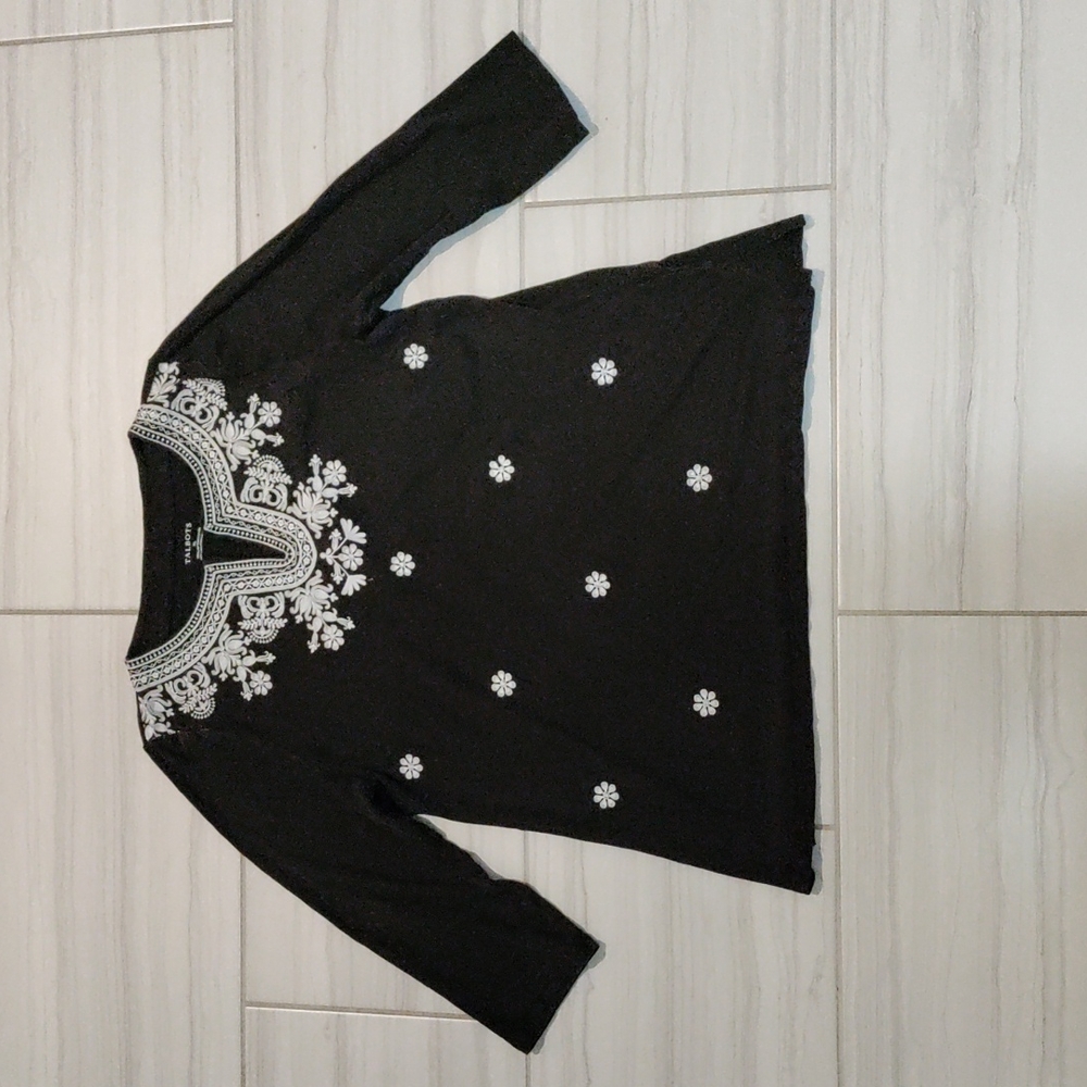 Talbots Embroidered Black Tunic